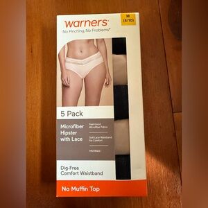 Warner's Soft Lace Microfiber Hipster 5 Pack Medium 8/10 NWT